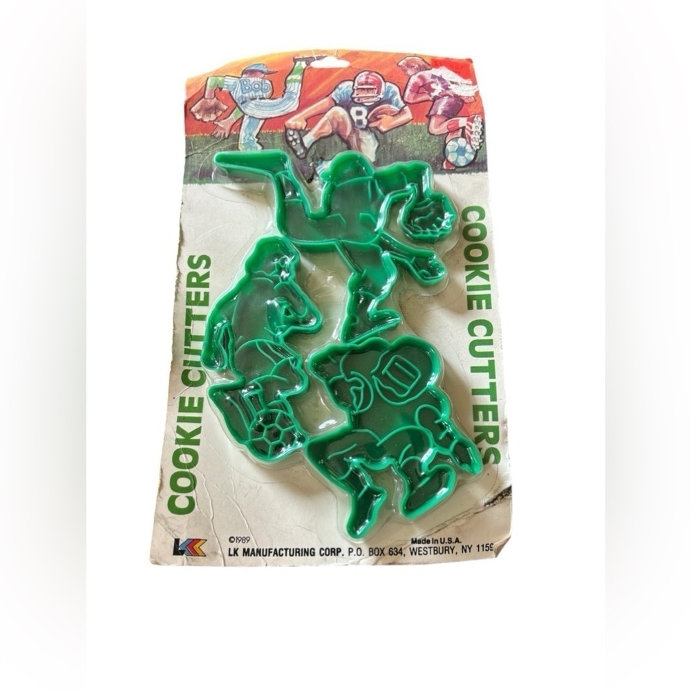 Vintage Football Cookie Cutters 3 Set Plastic Green Party Tailgate Super Bowl